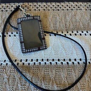 Coach ID case & lanyard - Brown Glen Plaid Leather. Like New